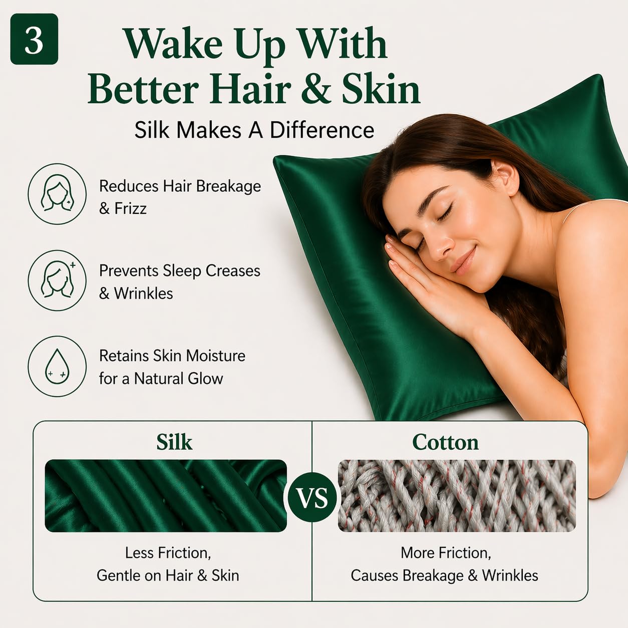 Real 22 Momme - Funda de almohada de seda hipoalergénica pura orgánica, natural, 100% seda de morera para mujer, cabello y piel, tamaño Queen con cremallera (verde esmeralda, Queen)