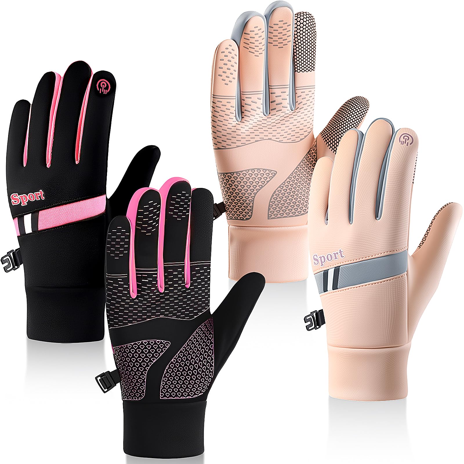 2 Pairs Winter Thin Thermal Gloves Waterproof Finger Touch Screen Non-Slip Cold Resistant Gloves Windproof Warm Winter Running Gloves for Womens Outdoor Sports,Cycling,Driving,Hiking — view 10
