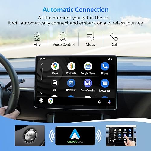 Miniatura 3 de Adaptador inalámbrico Android Auto para automóvil, se conecta automáticamente a Android Auto, convierte con cable a inalámbrico, fácil configuración