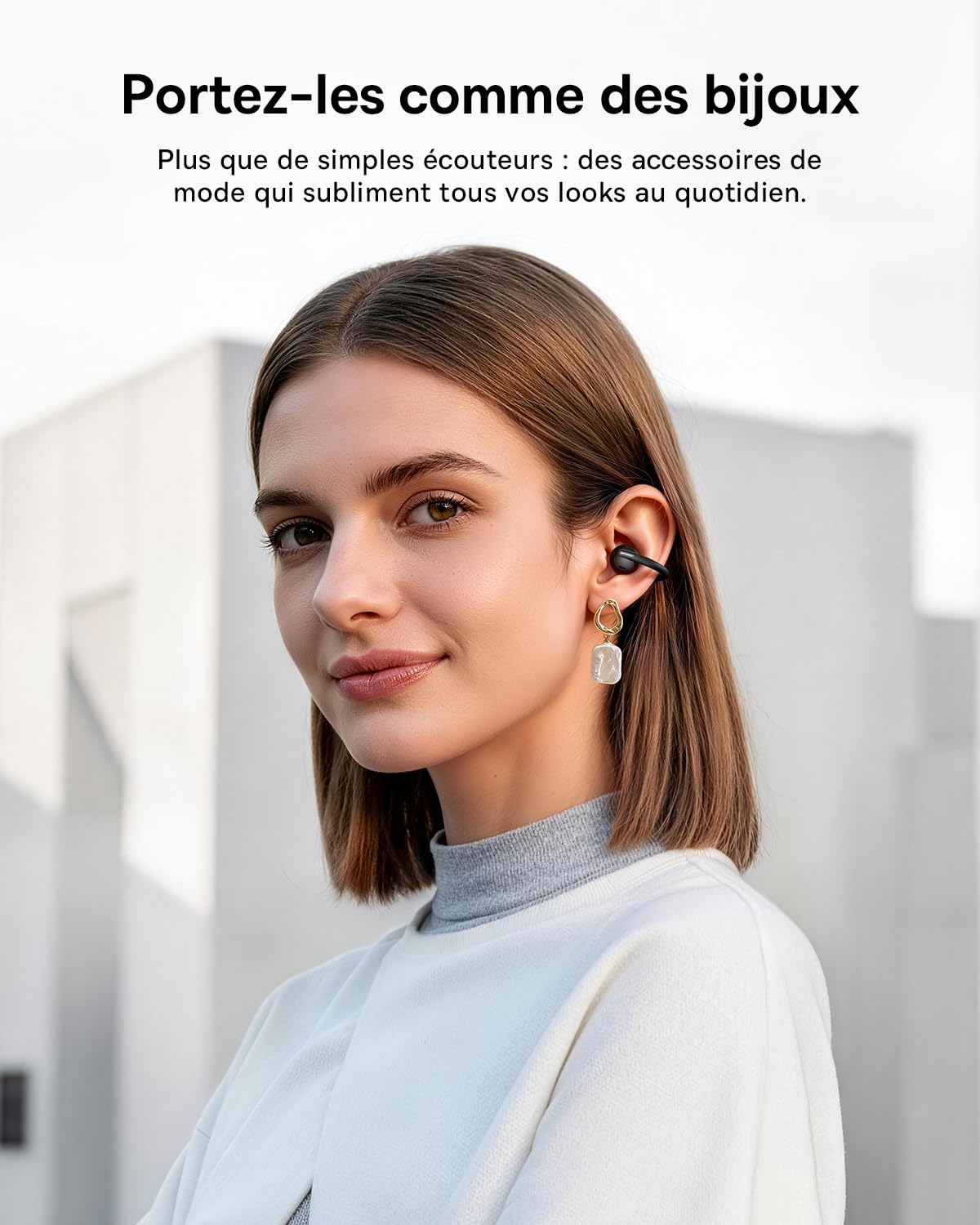 Baseus MC2 Air Écouteurs à Oreilles Libres, Clip-on Earbuds | CloudComfort, SuperBass 2.0, Bluetooth 6.0, 4 Micros avec IA pour appels nitides, 40 h d'autonomie, IP67, légers 4,9 g