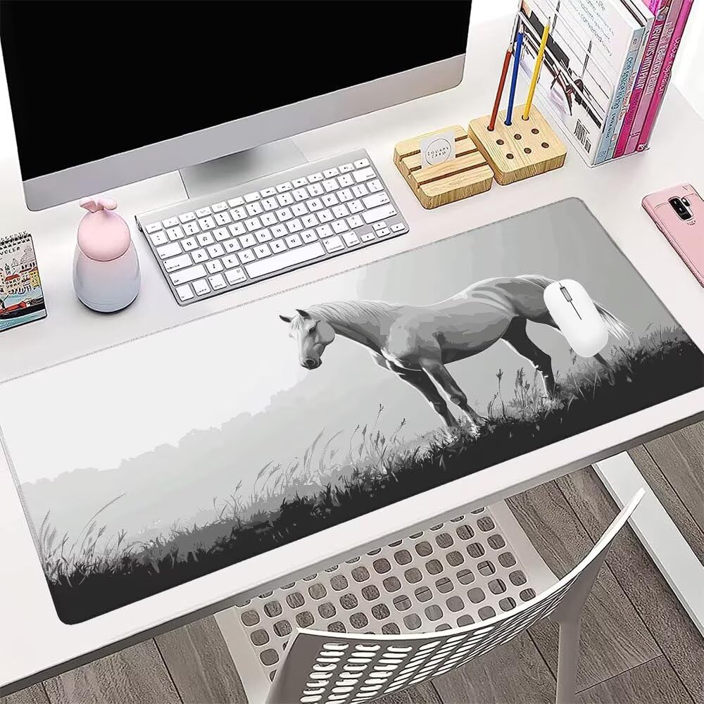 Tappetino Mouse Gaming xxl Accessori Scrivania Ufficio Grigio Cavallo Grande Tappetino Mouse e Tastiera Sottomano da Scrivania 1200x600x3mm Base Antiscivolo, per PC Gamer Laptop Studio Casa d-681