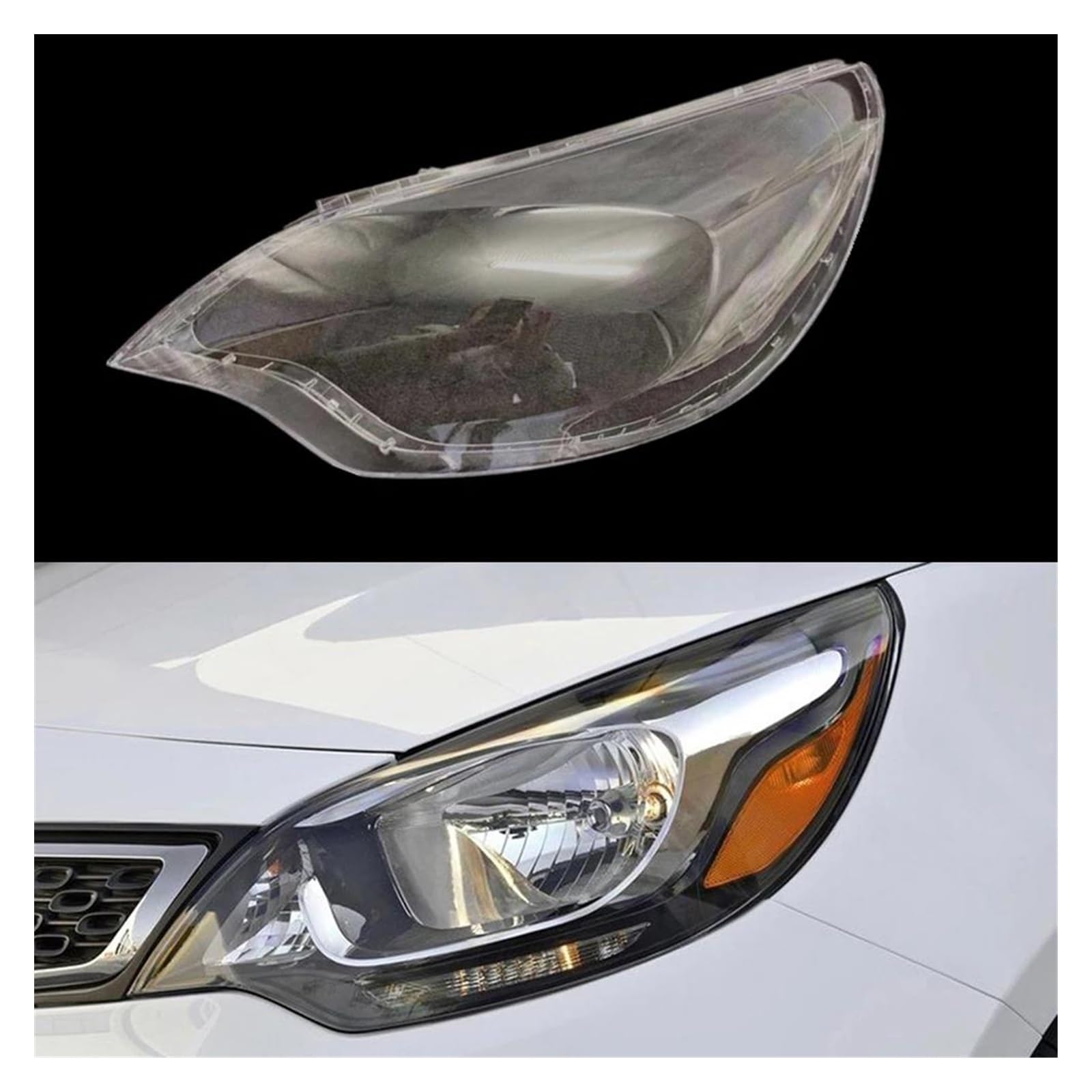 Coche Lámpara Cubierta Cubierta Faro Para Kia Para Rio Sedan 2012 Carcasa Lámpara Lente Transparente Reemplazo Pantalla Plexiglás(Izquierda)