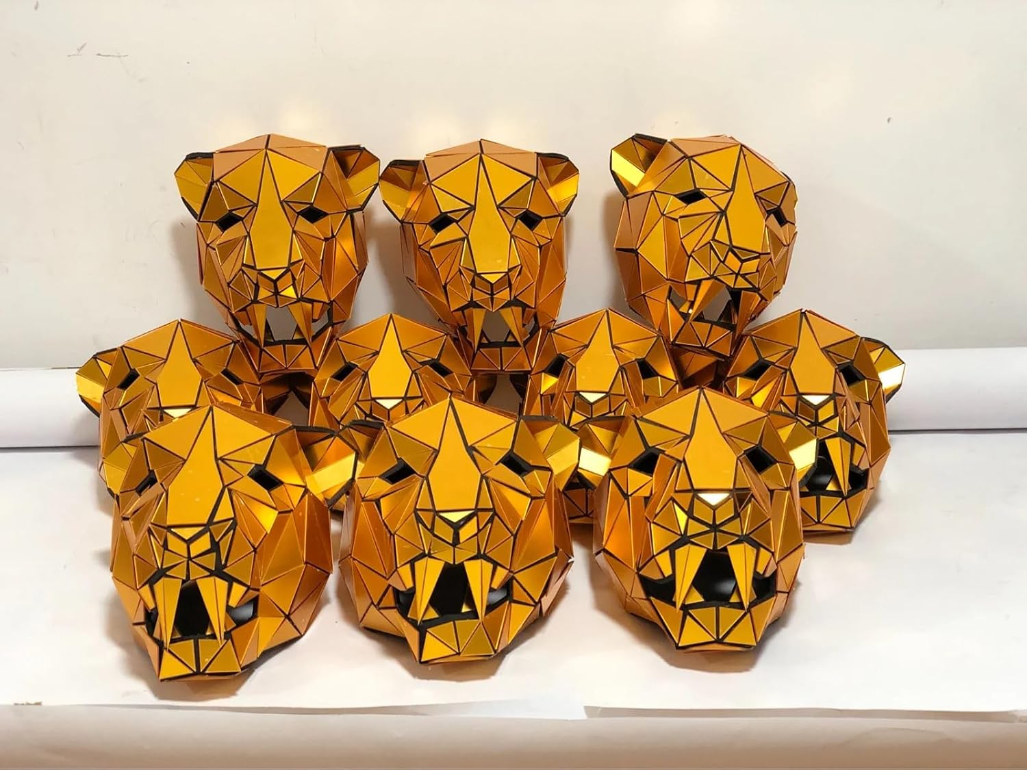 Cosplay Gold Mirror Jaguar Lion Leopard Tiger Helmet costume Party Bar Nightclub Animal Mask Stage Wear