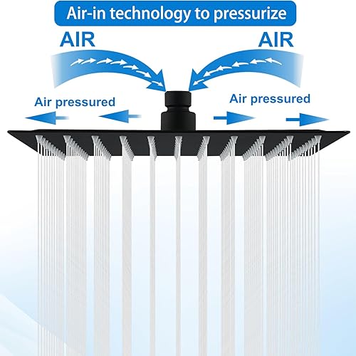 Miniatura 7 de Cabezal de ducha tipo cascada, de acero inoxidable de 8 pulgadas, de acero inoxidable, cabezal de ducha de alta presión, cabezal de repuesto de