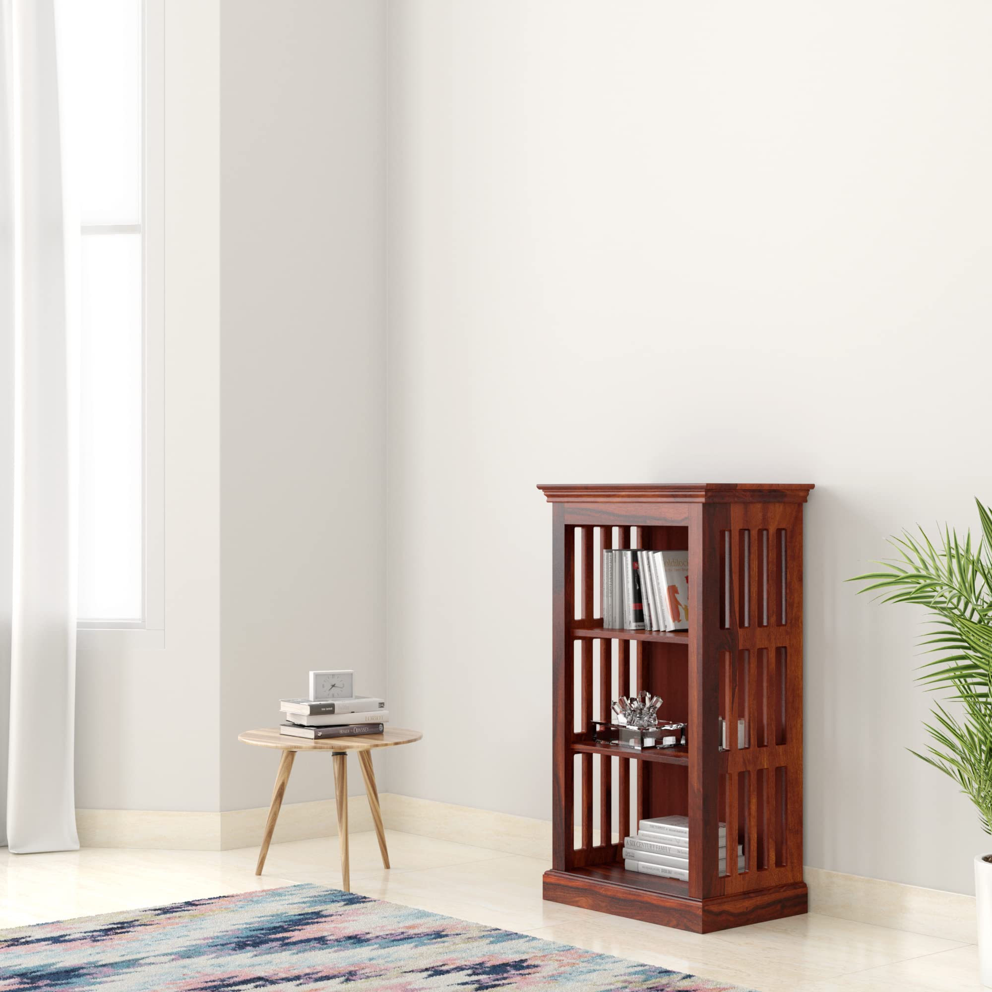 Amazon Brand - Solimo Charon Solid Sheesham Wood Bookshelf Honey Finish, 3 Shelves-image-37