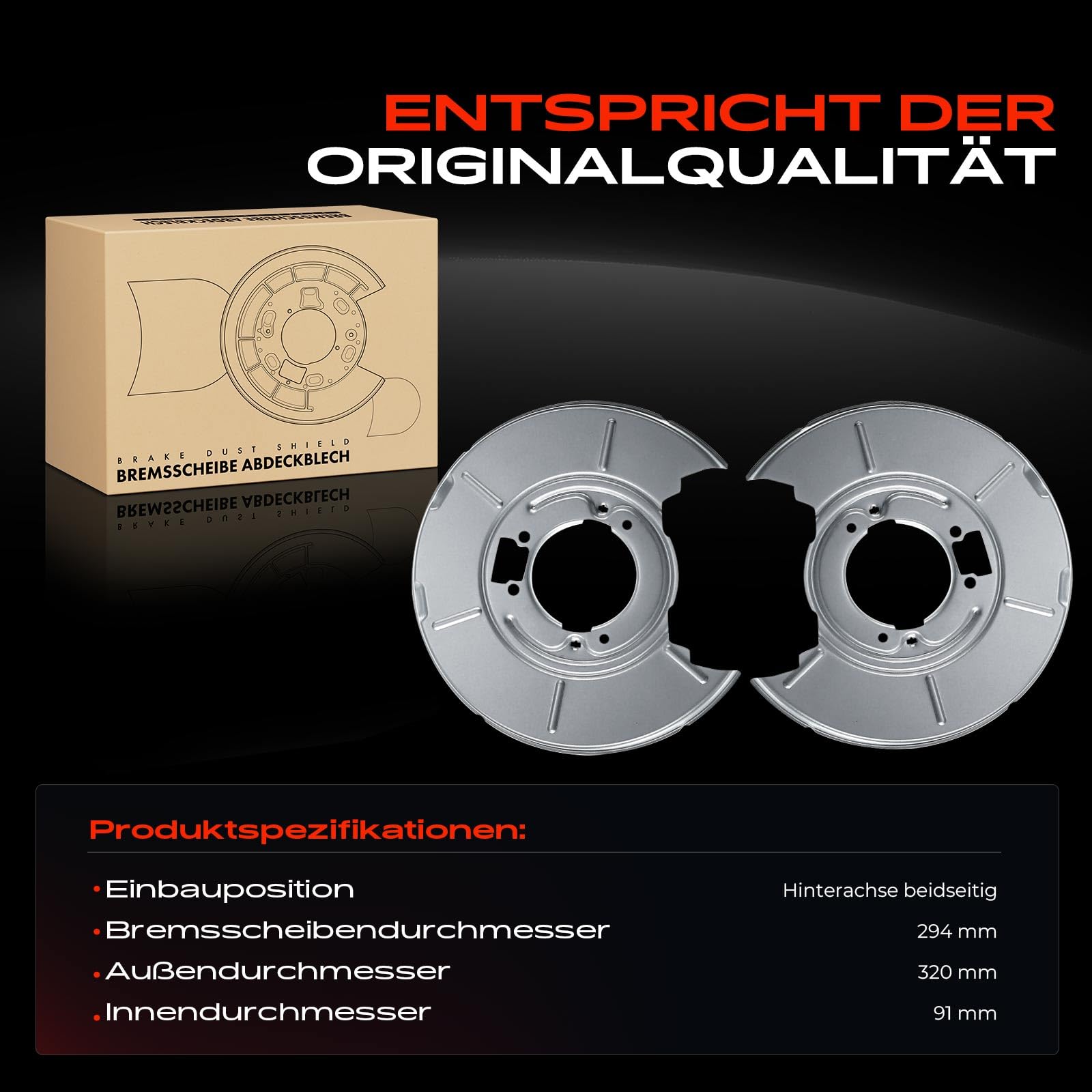 Frankberg 2x Deckblech Spritzblech Ankerblech Bremsscheibe Hinten Links Rechts Kompatibel mit 3er E36 E46 Z4 E85 1990-2009 1160643