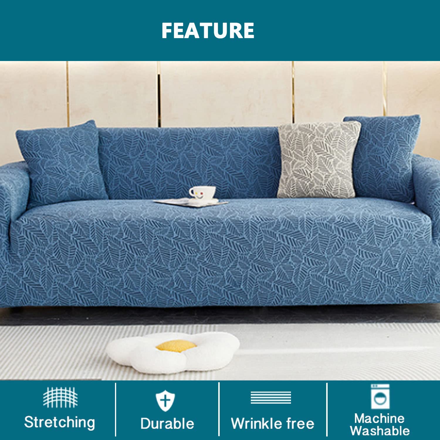Granbest High Stretch bankovertrek, moderne bankovertrek, jacquard, elastische bankovertrek voor woonkamer, beschermer tegen honden en huisdieren (2-zits, grijs