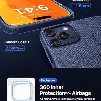 Coverzone İphone 17 Pro Max ile uyumlu Yüksek Kalite, Özel Üretim, Kamera Lens Koruma Çıkıntılı, Metal Görünümlü Kamera Lens Çerçevesi Ve Tuşlar Quantity (Lacivert, İphone 17 Pro Max)