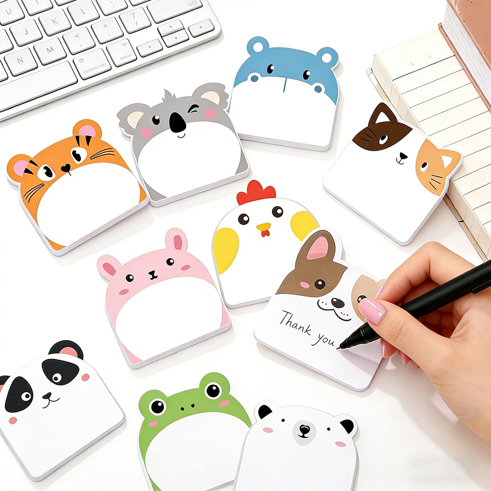 12 Sets/360 Sheets Cute Sticky Notes,Fun Kawaii Animal Sticky Notes Pads,Bulk Cartoon Memo Self Adhesive Gift for Animals Lovers and Girl's Office School Tab Party Supplies