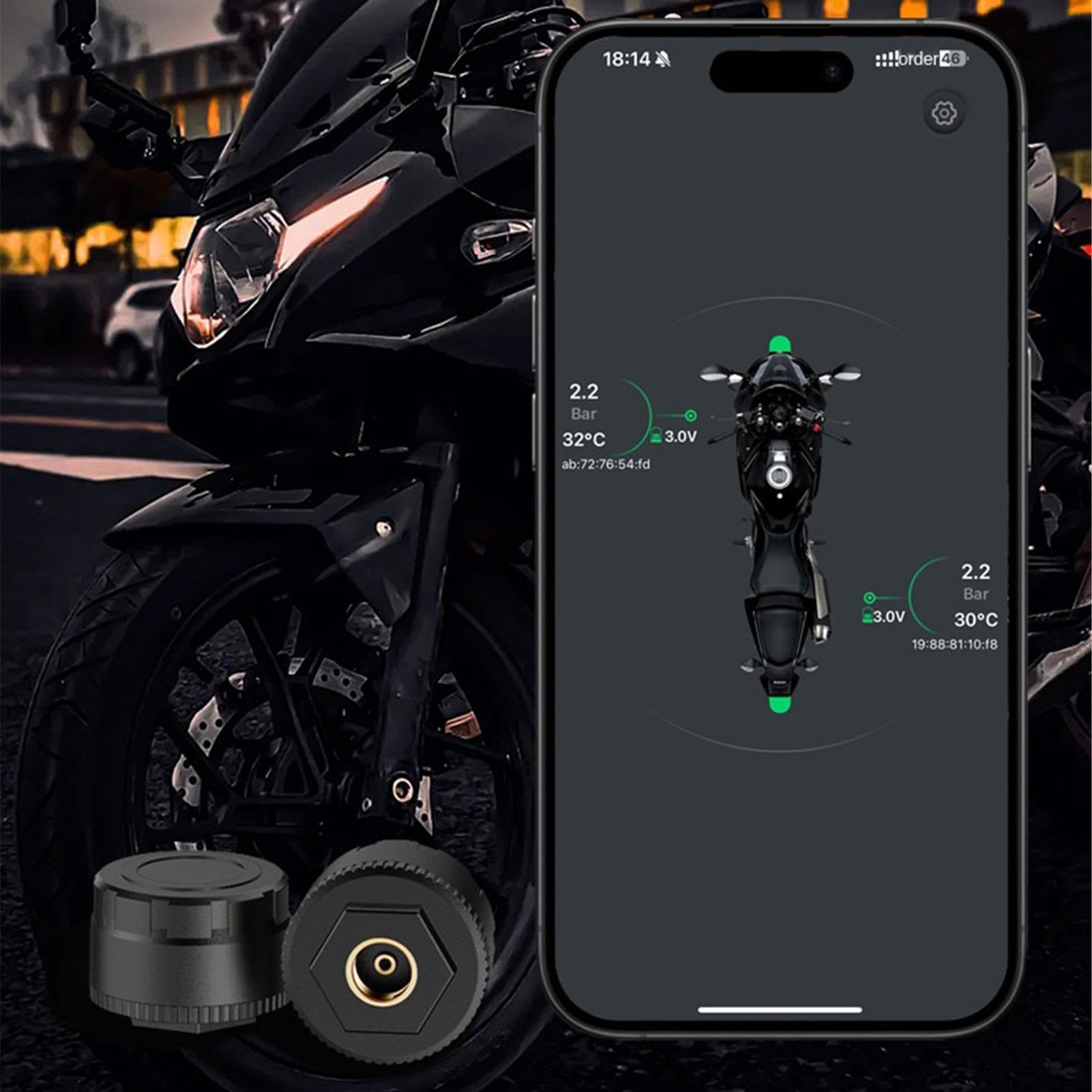 Manometro per pressione aria pneumatici di sensori ruota wireless in reale | Manometro pressione pneumatici senza fili Per moto scooter casa garage officina fuoristrada pendolare