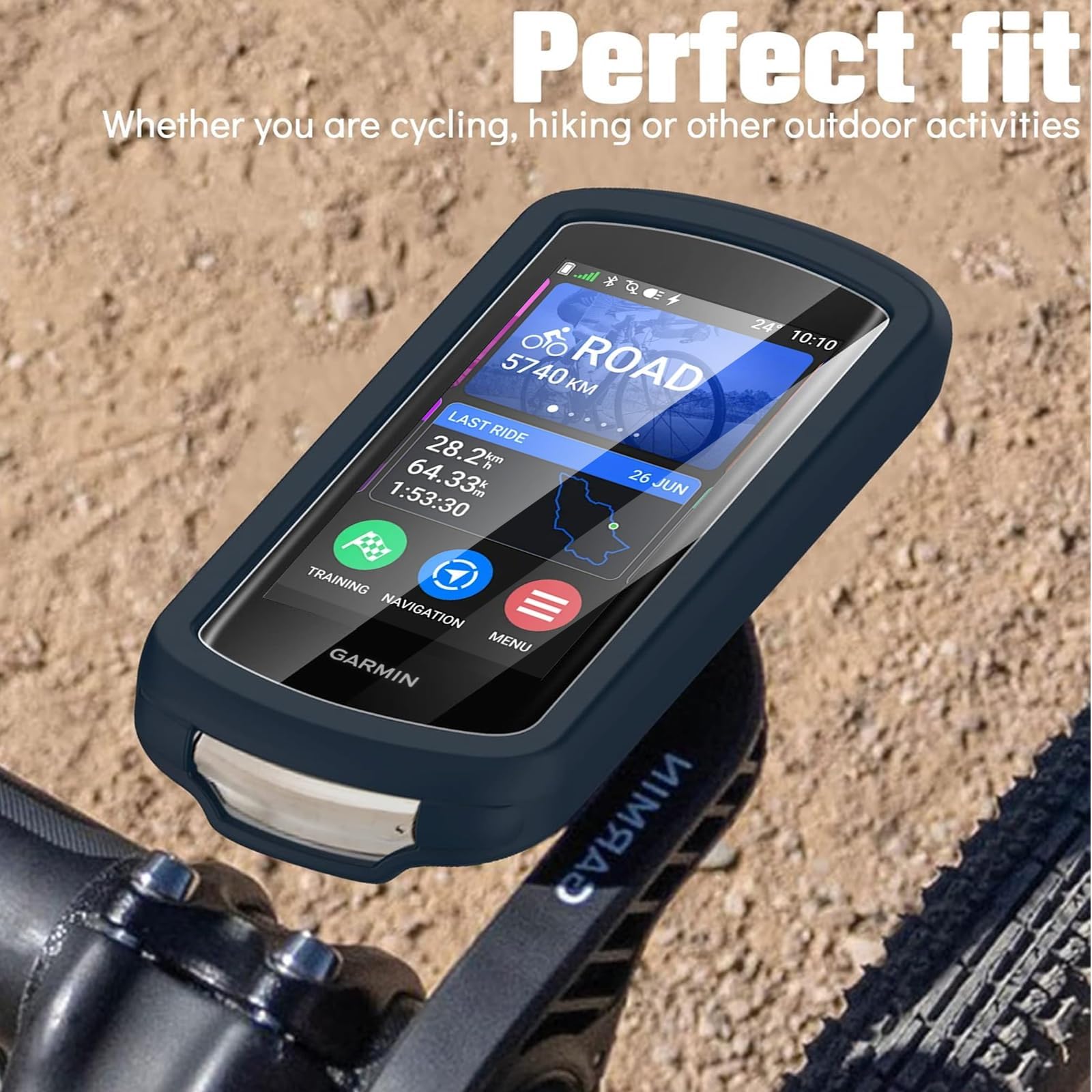 Custodia per Garmin Edge 1050 + 2 Fogli di Protezione, Custodia in Silicone Morbido Antishock per GPS Bici Ciclismo Touring, Protezione Completa Della Cassa per Garmin Edge 1050, Nero