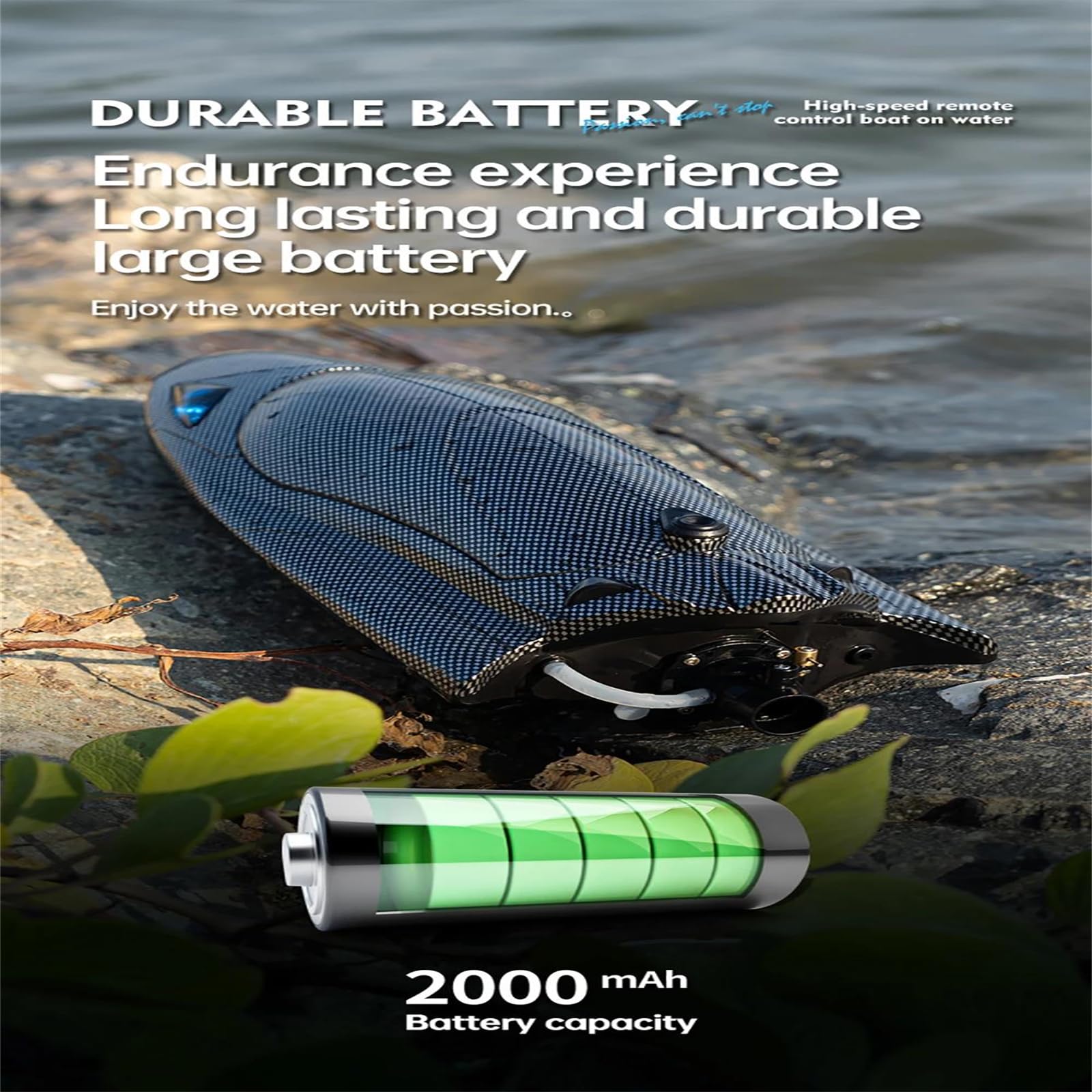 Barca RC ad Alta velocità 2.4G Turbo Jet 40KM/h 120-150M Distanza RC 7.4V 2000mAh 390 Brushed RC Boat per Bambini e Adulti Regalo,Triple Battery