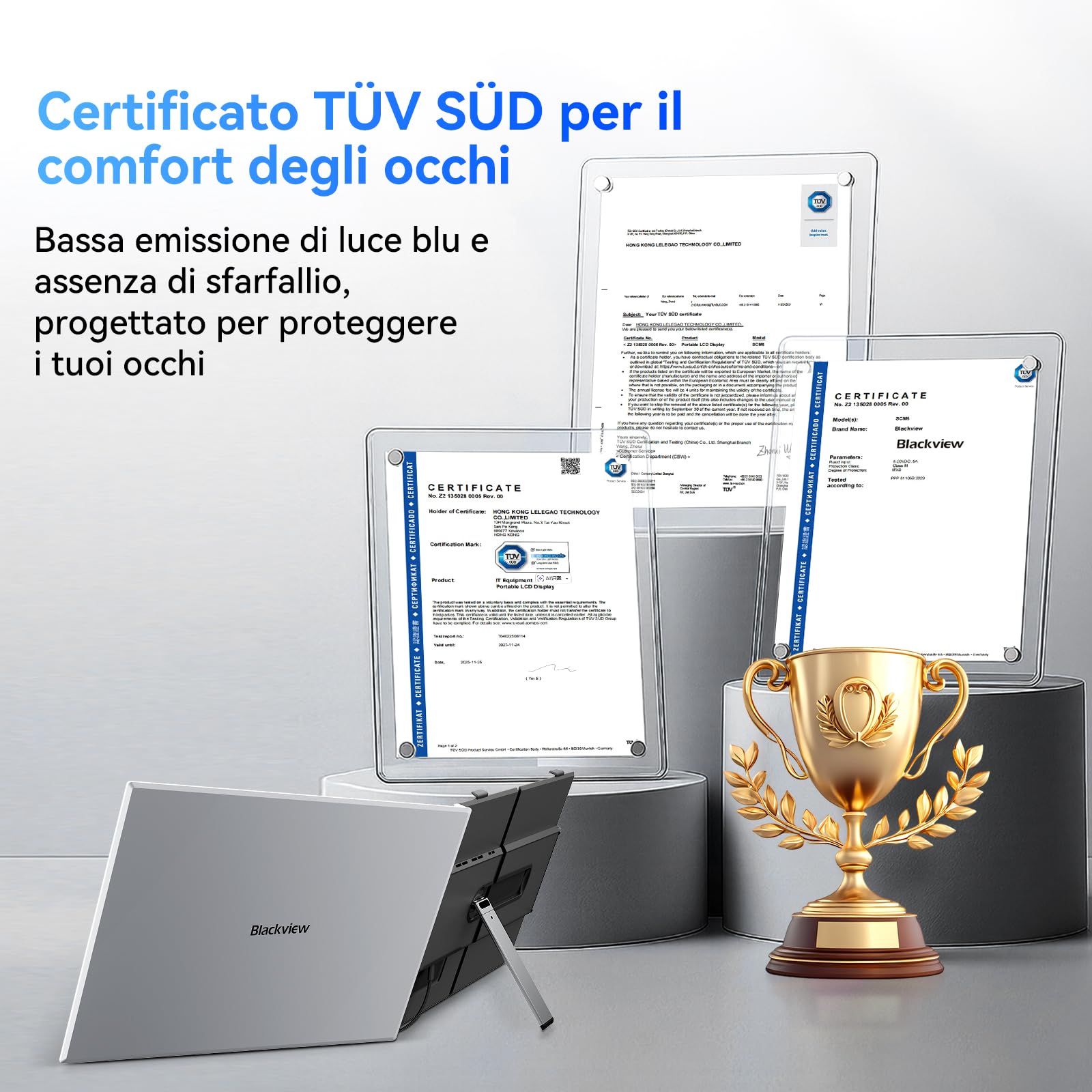 Blackview Monitor Portatile per Laptop, 15,6“ FHD 1200P 100% sRGB FHD Ultra Leggero Adatto a Tutte Dimensioni Laptops Venire con Type-C USB HDMI Plug-Play per Mac, Windows, Chrome, Android
