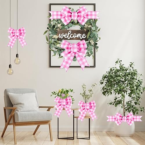 Miniatura 210 de 2 lazos de arpillera de Navidad, hechos a mano, prefabricados para coronas, adornos decorativos grandes de Navidad, decoración de árbol, lazos