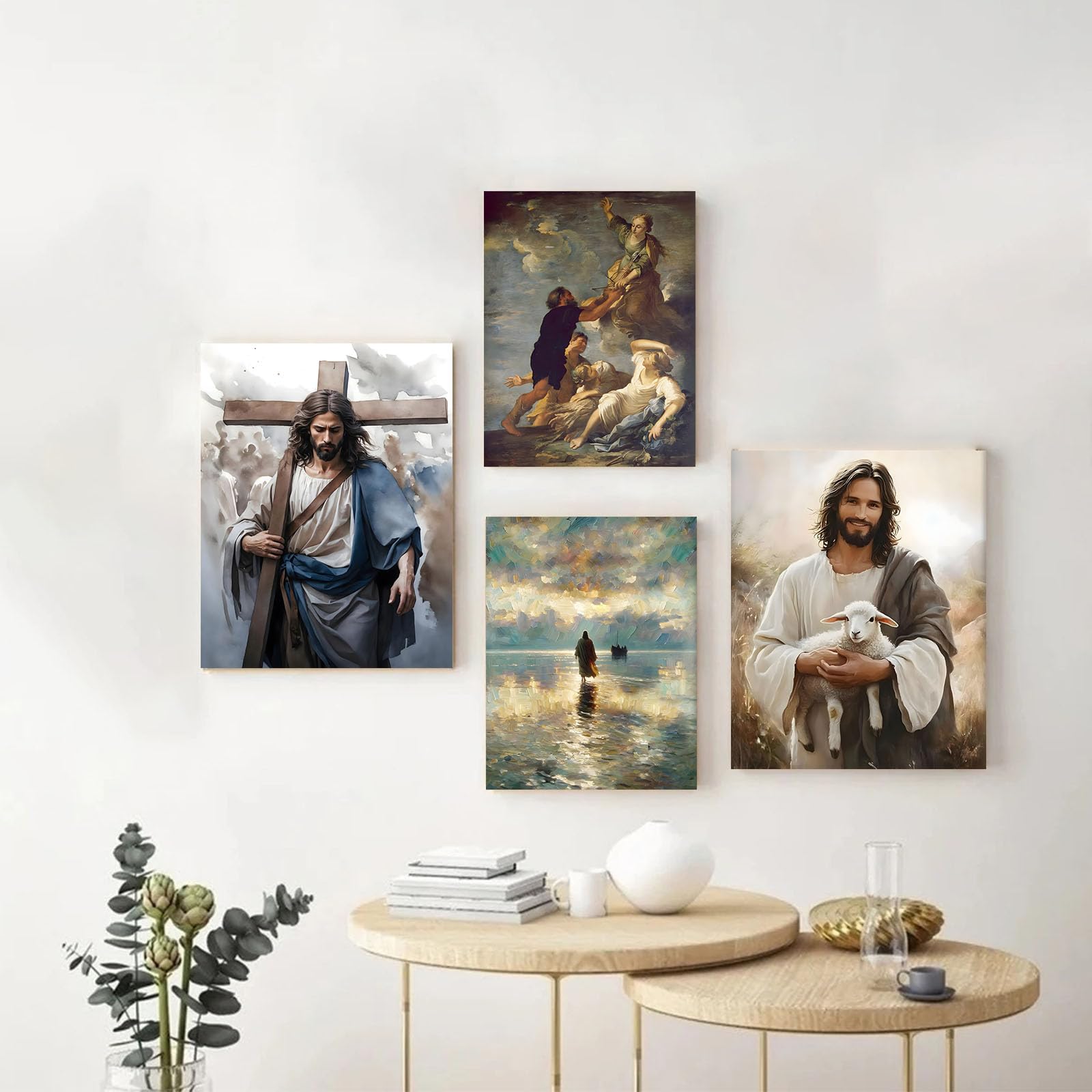 Jésus Sauve Peter Marchant Sur L'eau - Impression Sur Toile - Décoration Murale - 162 (30,5 X 40,6 Cm, Sans Cadre