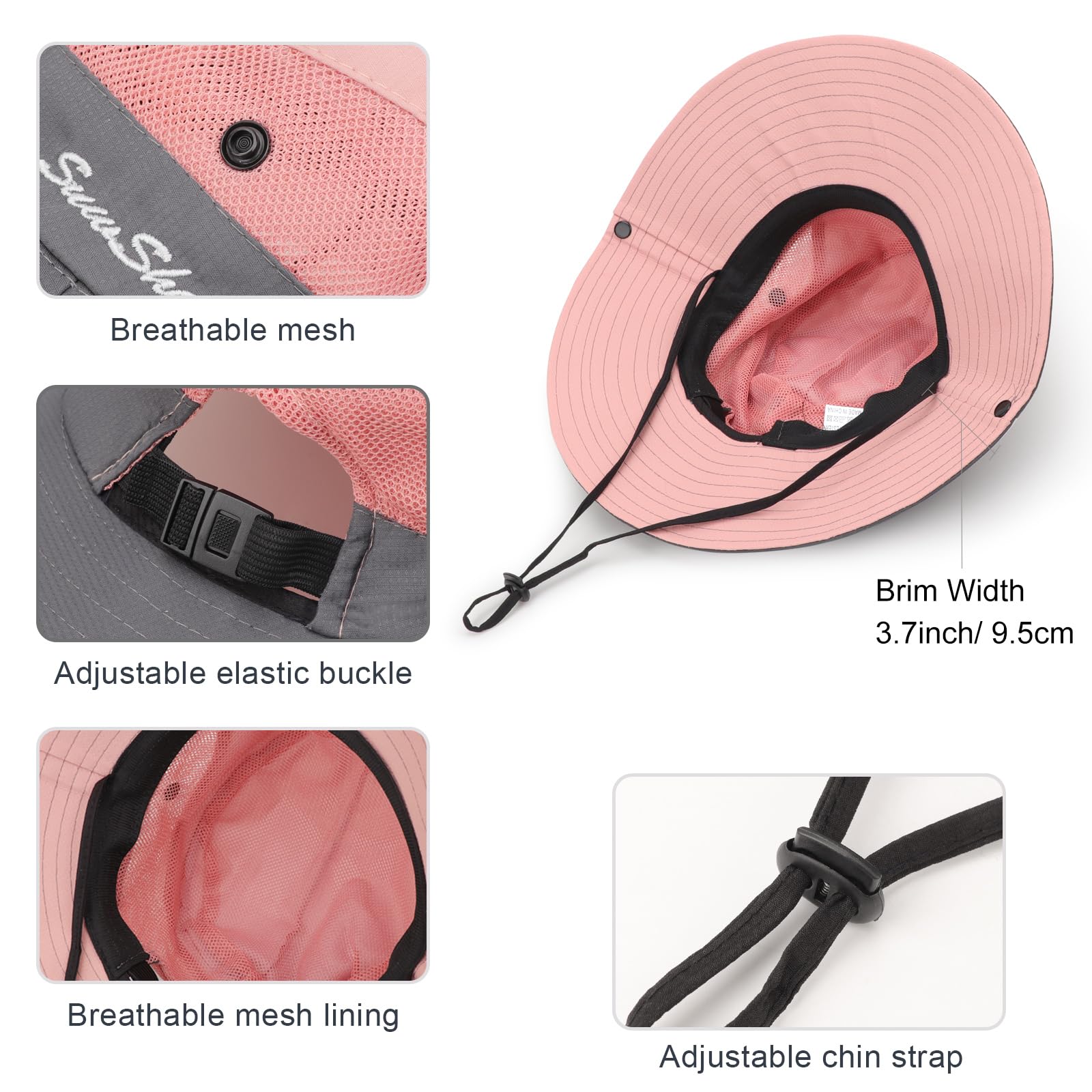 DRESHOW Femme Soleil Chapeau l'extérieur UV Protection Pliable Large Bord Pêche à Cheval Queue Chapeau UPF 50+