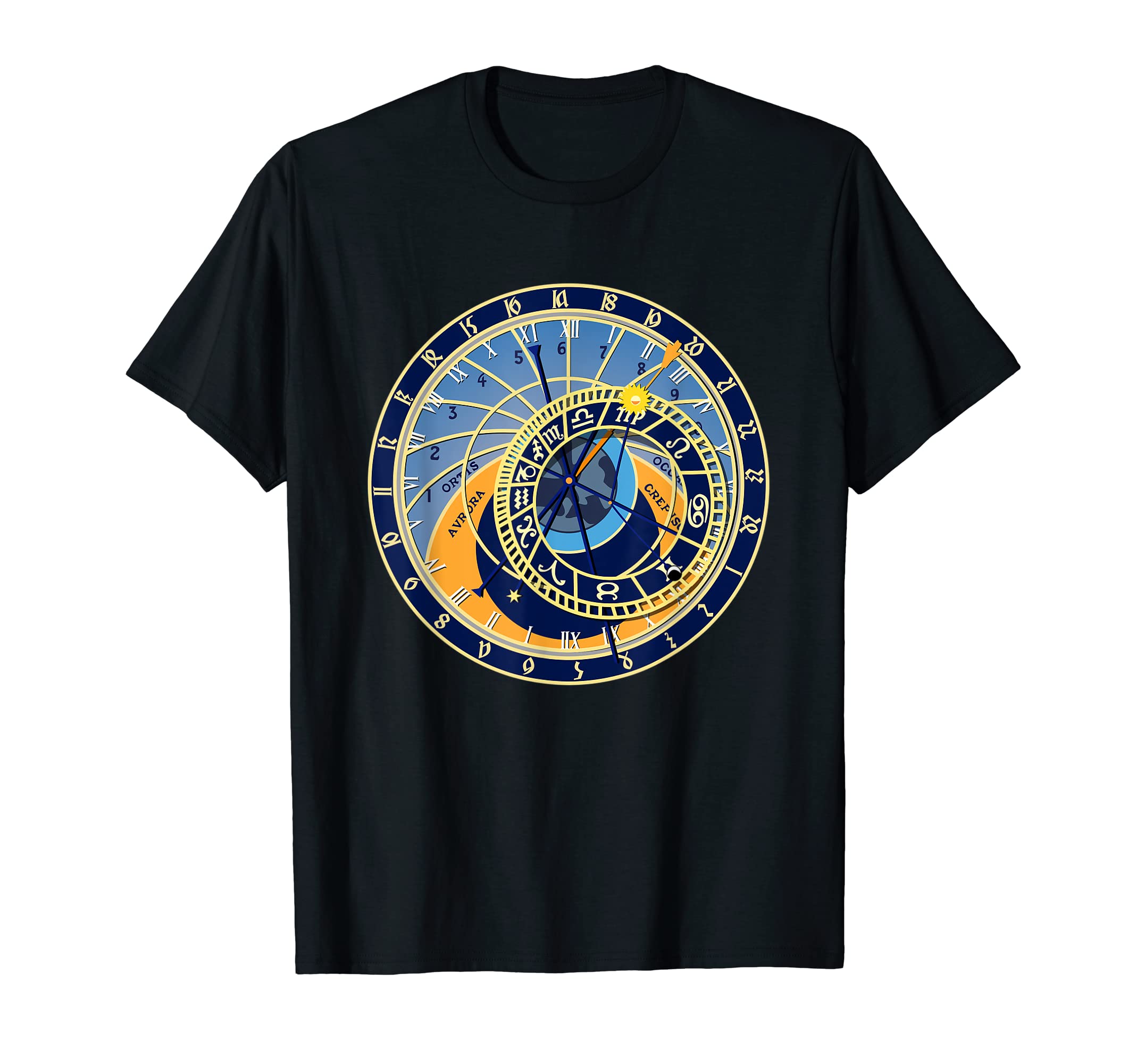 Prague Astronomical Clock T-shirt Astrology Tee T-Shirt