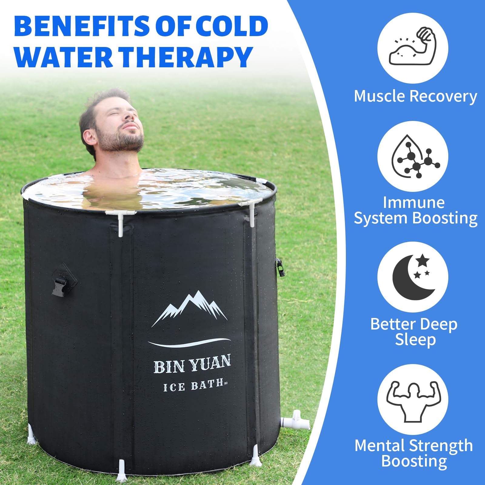 Amazon.com : B&Y Foldable Ice Bath Tub, 87Gal Cold Plunge Tub for  