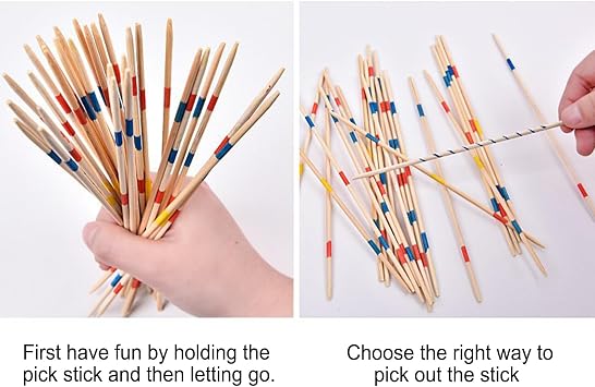 Korean Traditional Game - Wooden Colorful Pickup Stick Game, Retro Traditional Mikad Game | Nombo Mikado Set, Family Board Gum, Cntration Puzzle Wooden Table for Kids Party