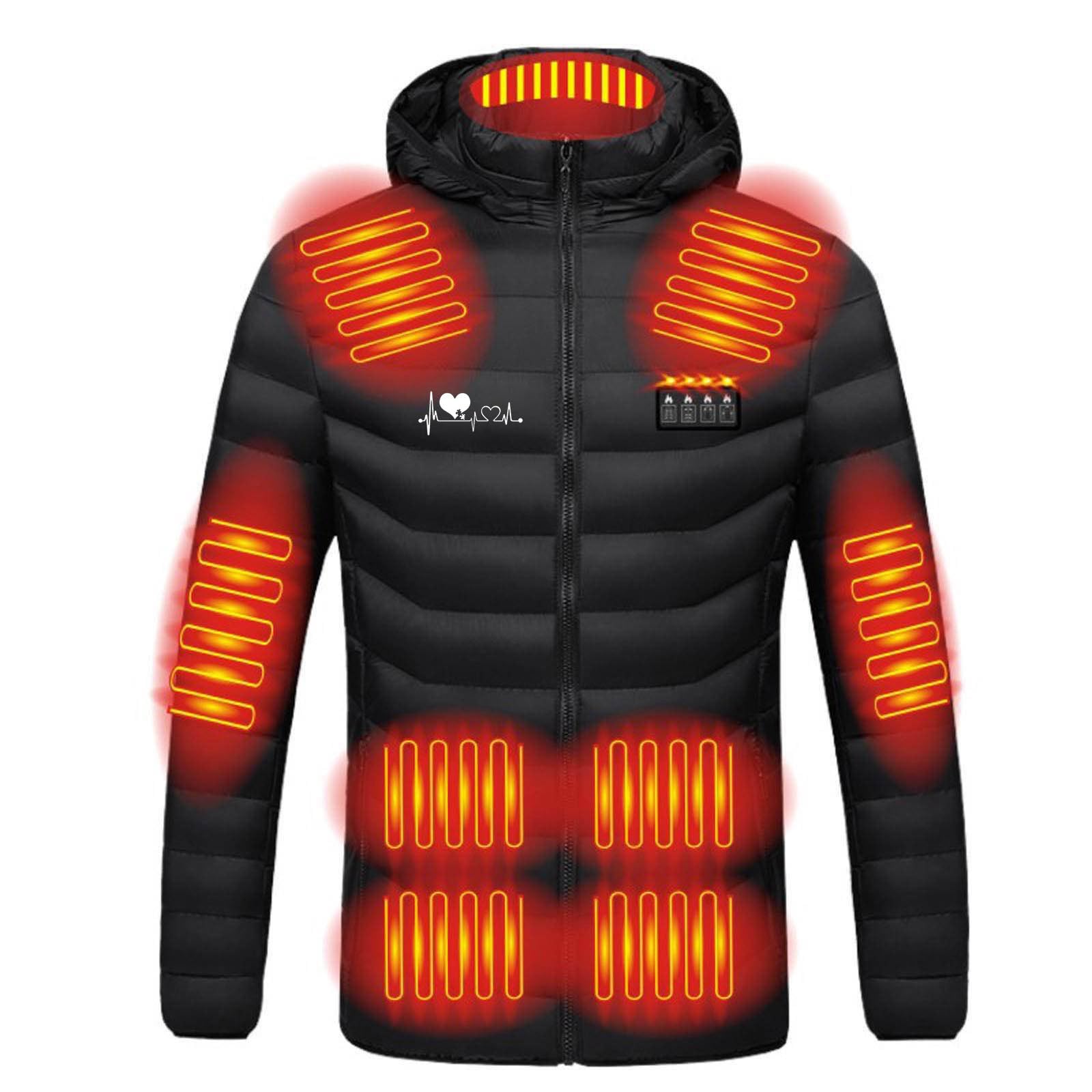 Chaqueta Calefactable Hombre Mujer, Chaleco Calefactable Hombre Mujer Abrigo Ropa Eléctrico Termica, 3 Temperaturas Y 21 Zonas de Calefacción, Invierno Trabajo Moto Caza Camping con Capucha