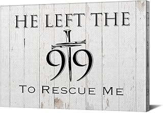 Christian Canvas Wall Art Framed He Left 99 to Rescue Me Bible Poster Print Canvas Painting Picture Sign Home Decoration 12x15