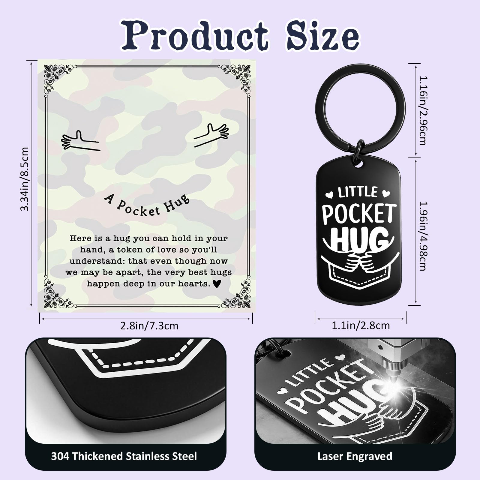 Military Pocket Hug Keychain for Soldier, Deployment Gift for Husband Son Boyfriend, Boot Camp Graduation Gift