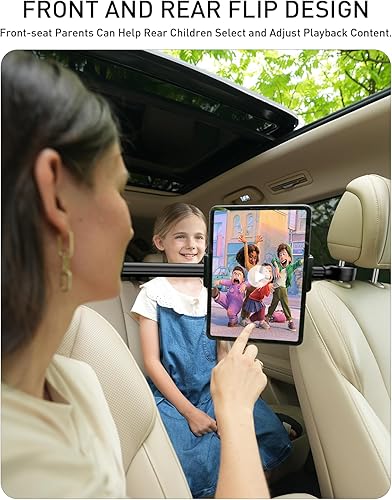Miniatura 2 de Soporte para tablet con reposacabezas de coche para iPad Montaje abatible delantero y trasero Soporte de pantalla portátil para asiento trasero
