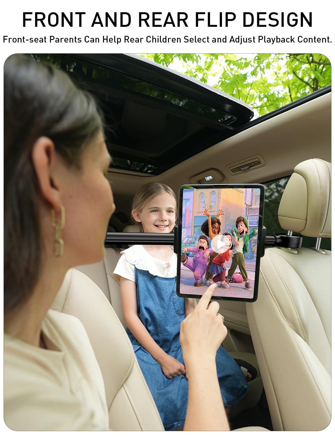 TRYONE Support Tablette Voiture Appuie-Tête, 2 Crochets, 4,7–16,1" | Compatible iPad, Samsung Tab, Switch et smartphones 4,7–16,1"