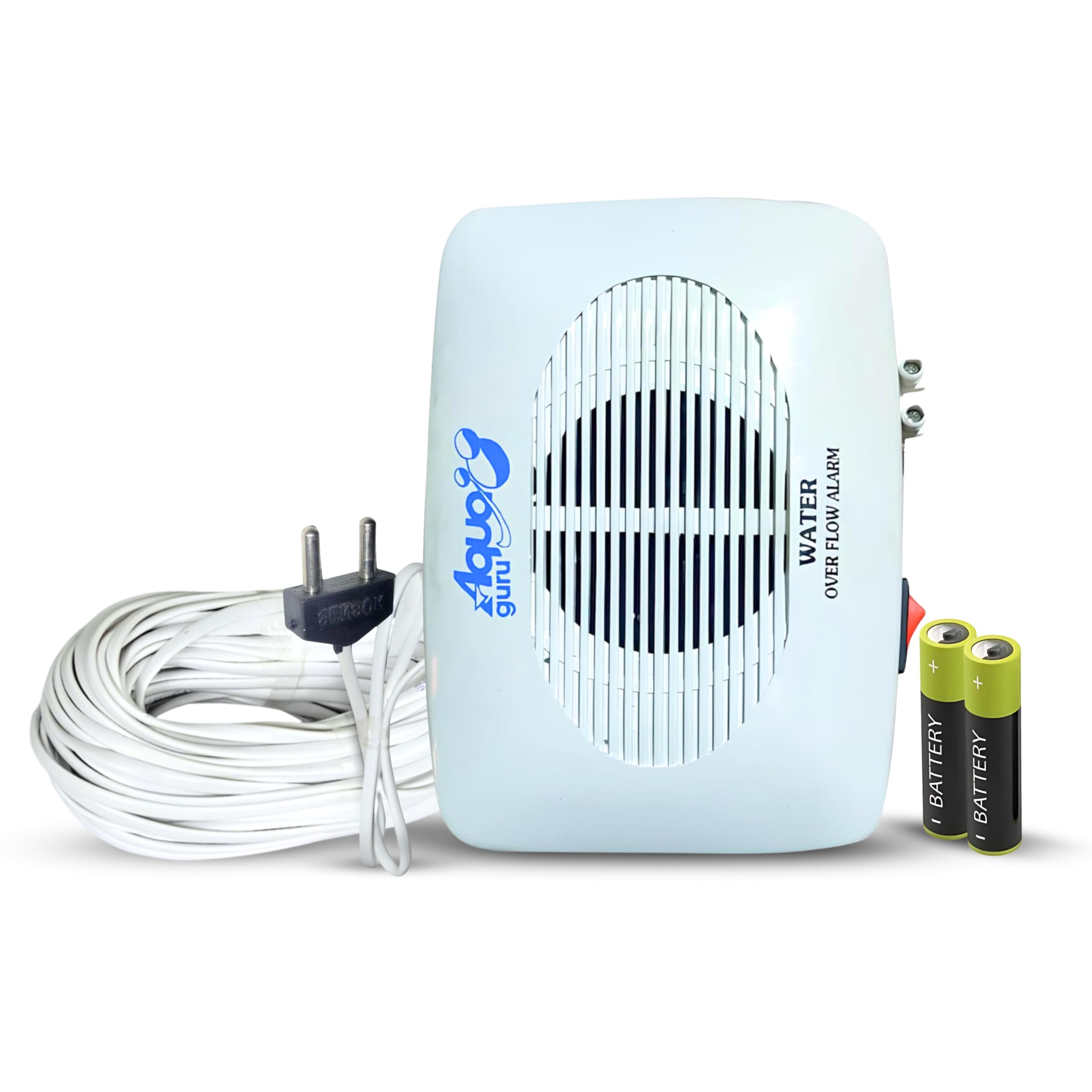 AQUA GURU Water Tank Overflow Alarm with 15 Meter Wire, Sensor and 2 AA Battery Included, Human Voice in Hindi and English