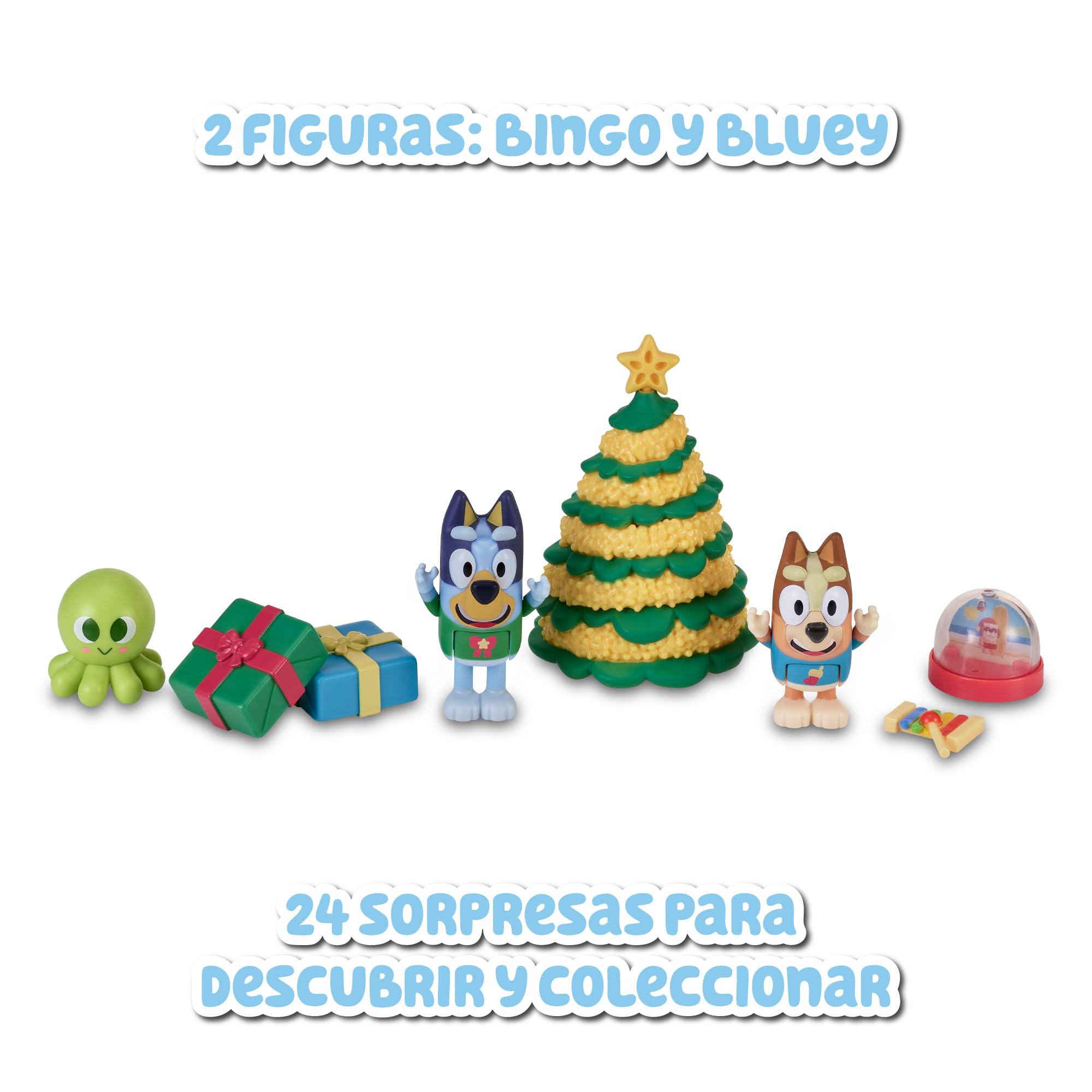 Bluey - Calendario de Adviento, calendario con 24 piezas, incluye figuras de la serie y accesorios, para niños y niñas +3 años de edad, Famosa (BLY54000)