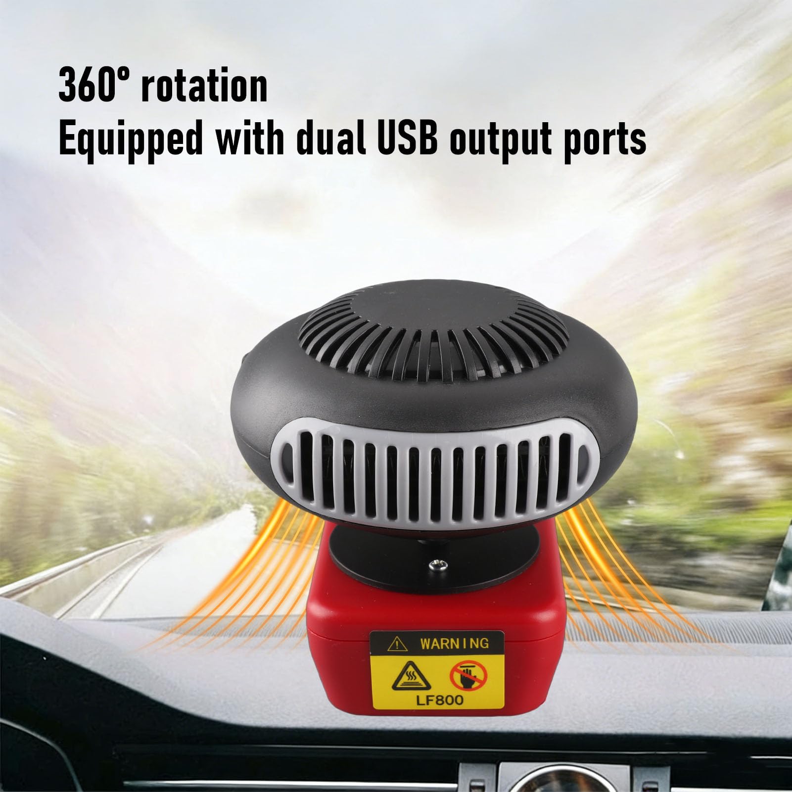 Eujgoov Battery Powered Heater, 200W Portable Space Heater with 2 Temperature Settings 360 Rotation and USB Ports for Indoor Use in Office Camping Car Tent(battery not included) — view 3