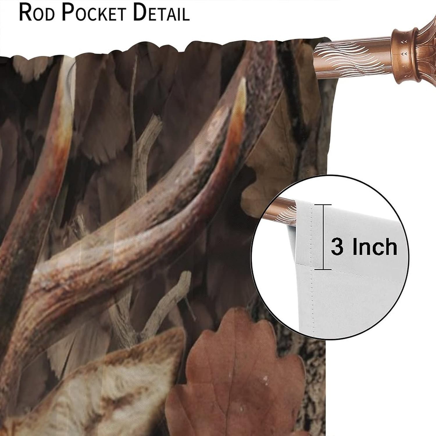 Abstract Rustic Deer Blackout Curtains,Lodge Hunting Theme Camo Fall Forest Deer Window Curtains Rod Pocket Thermal Insulated Room Darkening Blackout Curtains for Bedroom 2 Panels 63L x 27.5W