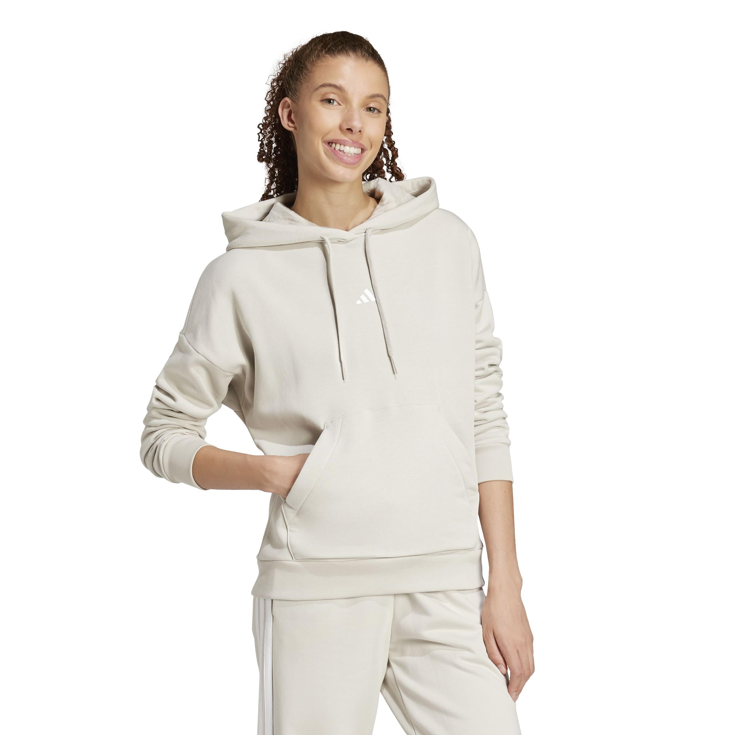 adidas Kobiety ESSENTIALS SMALL LOGO FEEL COZY HOODIE, wonder alumina/white, XXL