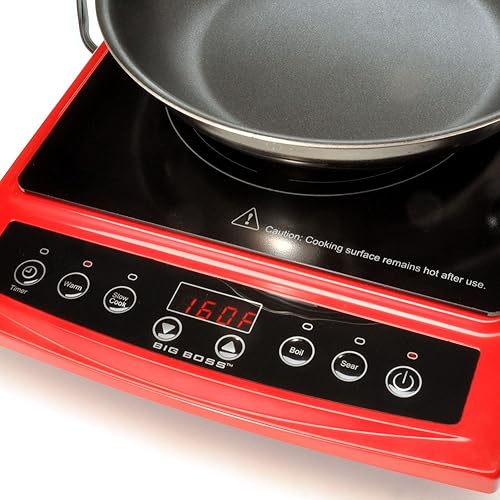 Miniatura 5 de 9148 Placa de cocción de inducción de 1300 vatios compatible con utensilios de cocina de inducción, color rojo