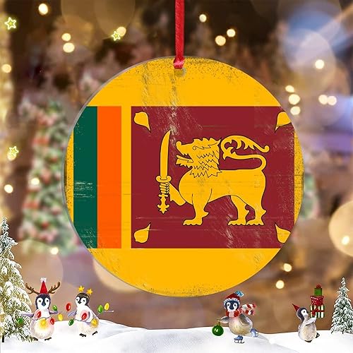 Adornos de Navidad de Sri Lanka adorno de bandera de Sri Lanka para decoración del árbol de Navidad adornos de Navidad personalizados de acrílico