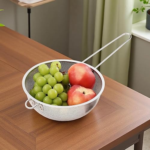 Miniatura 3 de Stainless Steel Mesh Strainer with Long Handle, Fine Perforated Colander for Draining Pasta and Rice, Multi-Purpose Frying Net Spoon Sieve Kitchen