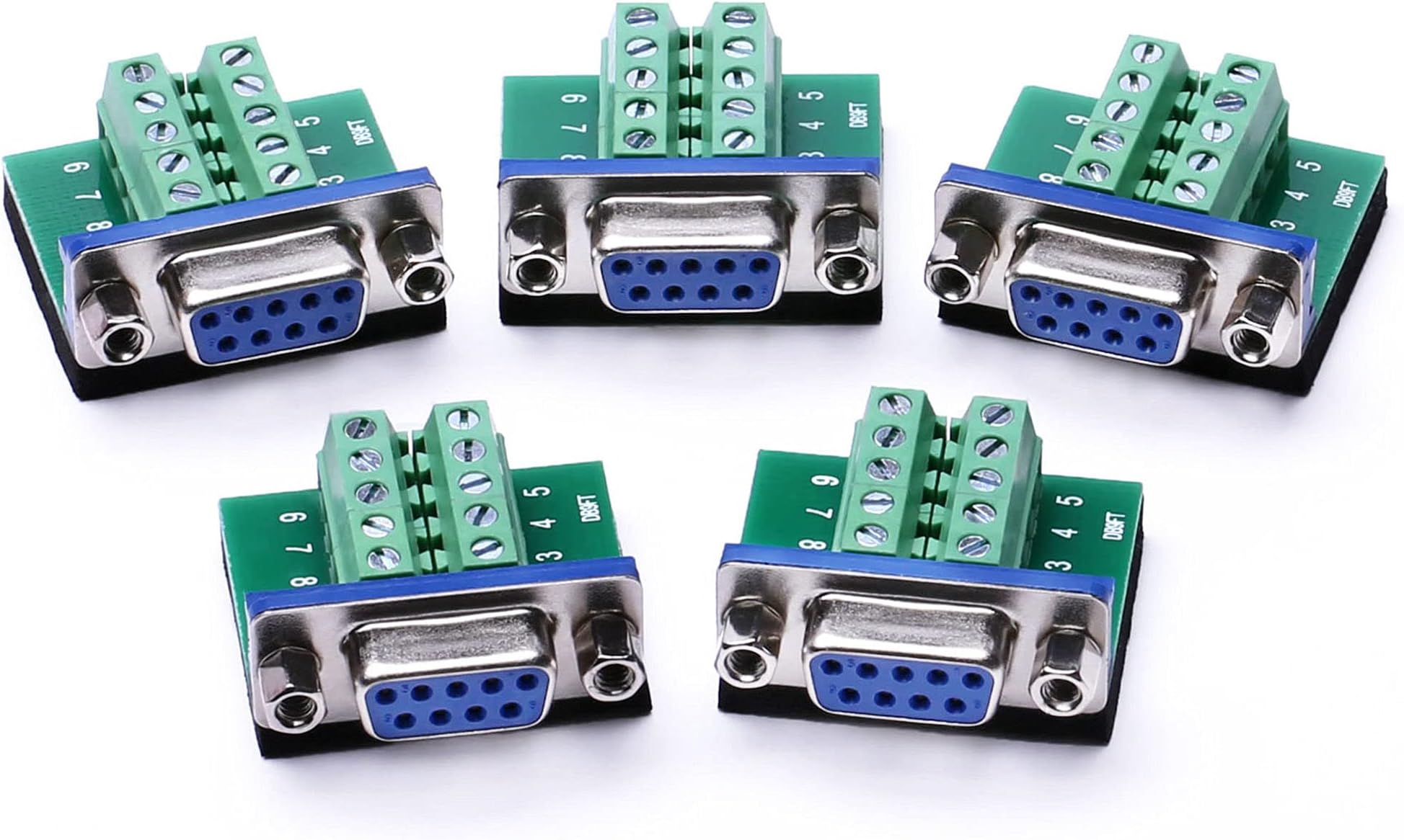 DB9 Breakout Board DB9 RS232 Serial Female to Terminal Block 10P Adapter 5 Pack