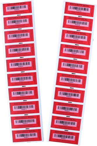 Miniatura 2 de 100 calcomanías de seguridad de 0.984 x 2.362 in, color rojo, con código de barras