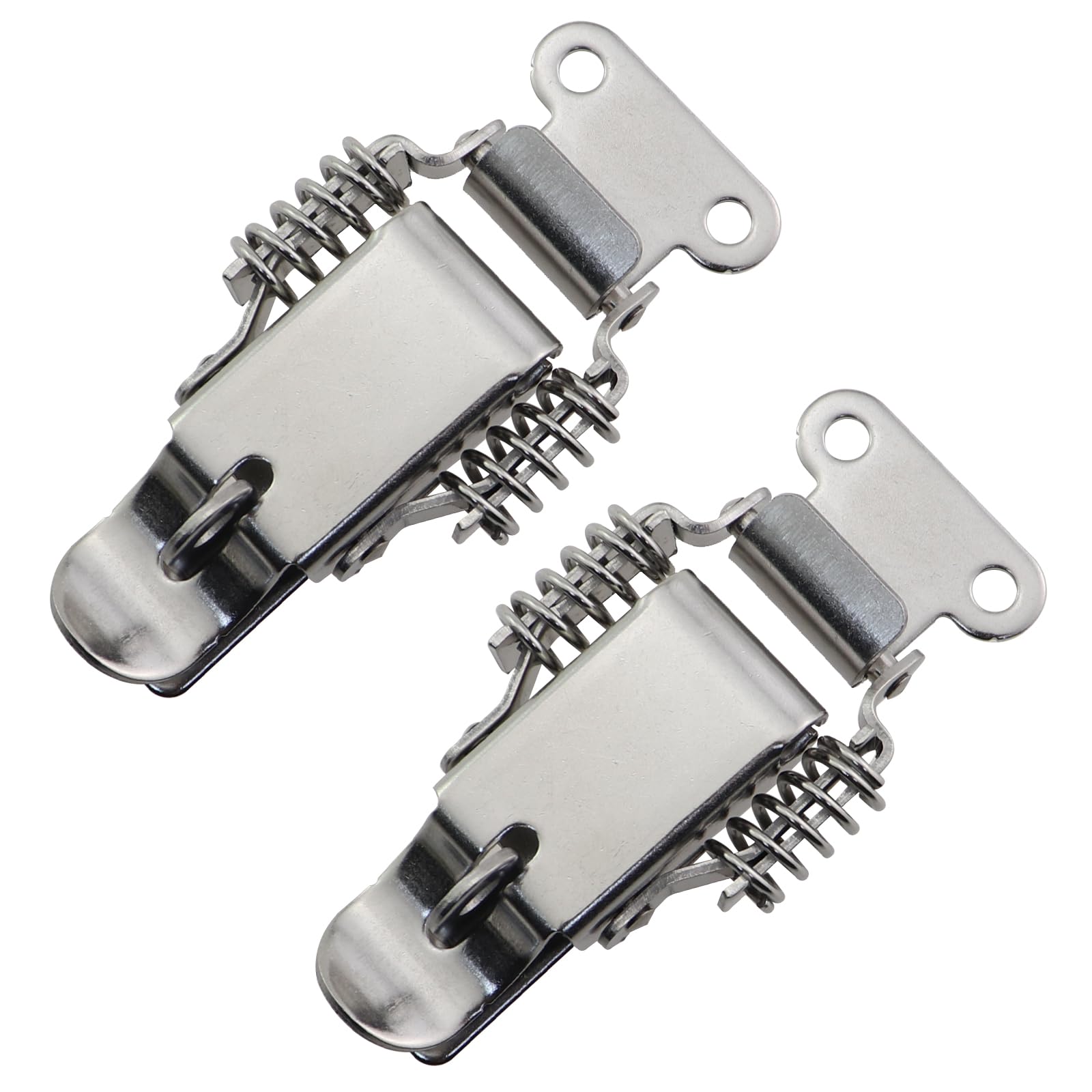 Caishun 2PCS Toolbox Elbow Knuckle Latch 3.7in Silver with Locking Hole Stainless Steel Spring Hasp Duckbill Knuckle Toolbox Toggle Lock for Cabinets Storage Cabinets Instrument Cases