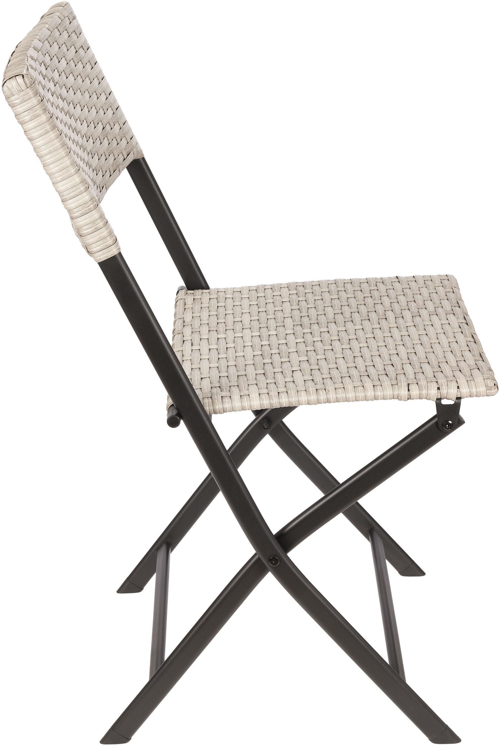 BRUBAKER Set de 2 Chaises de Jardin Lugano - Chaises Pliantes en Poly Rotin Imperméables et Robustes - Chaises de Balcon - Chaises de Camping pour Jardin Balcon Terrasse - Gris Beige