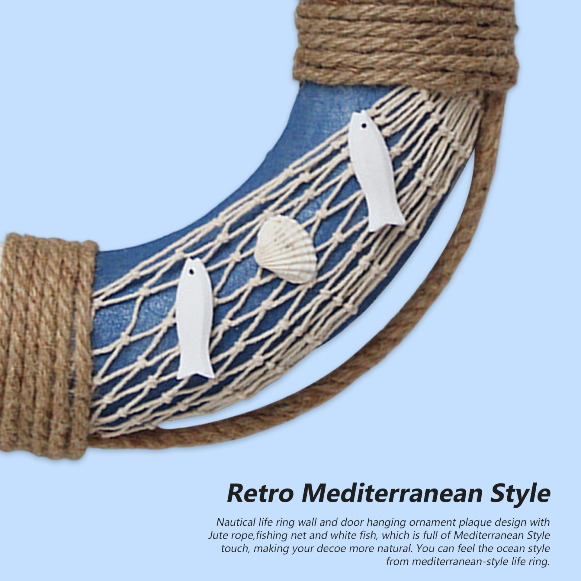 Anello Salvagente, Anello da Nuoto in Schiuma da Appendere in Stile Mediterraneo con Corda Perimetrale Galleggianti da Piscina Leggeri Portatili da 16 Pollici per Piscina, Fiume, Mare