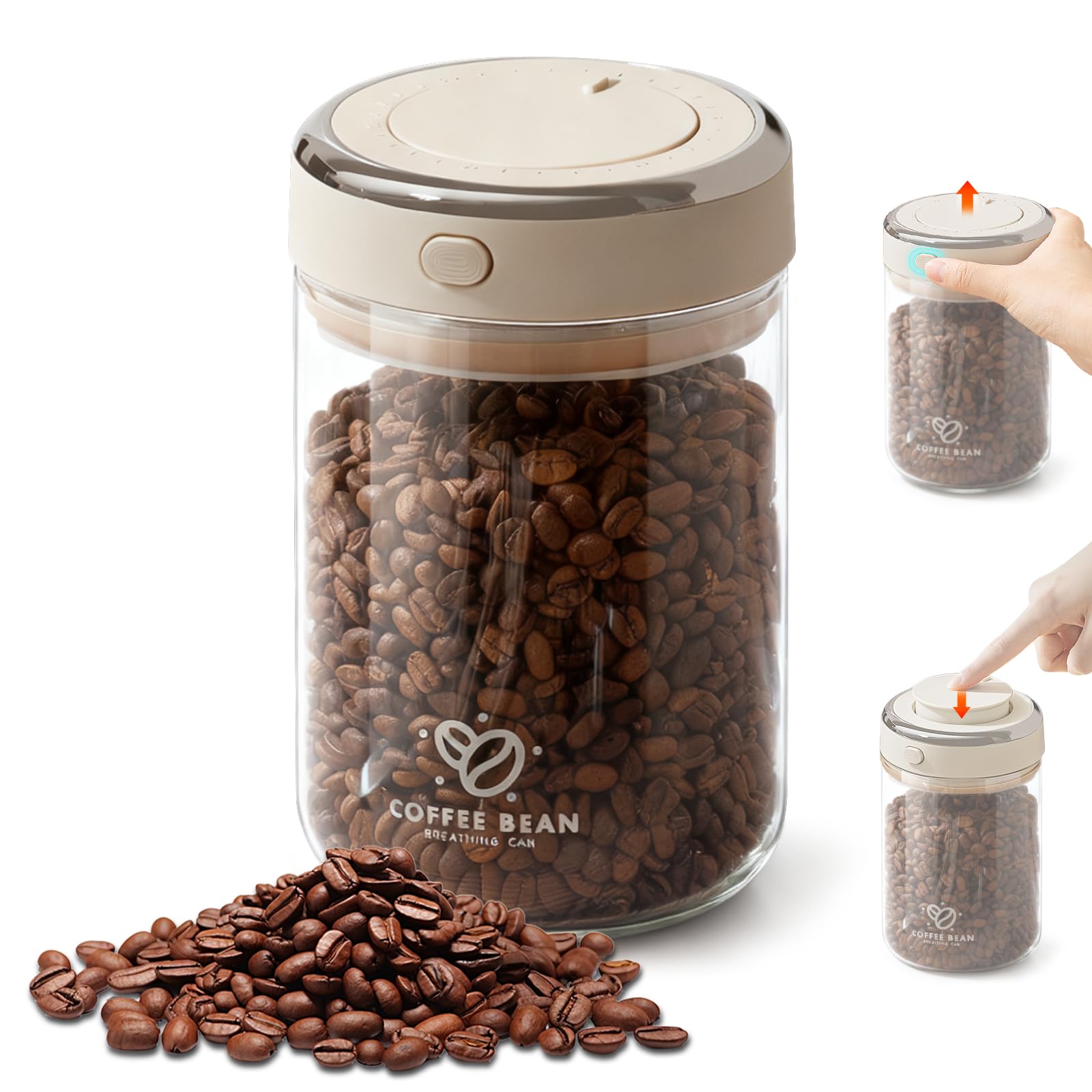 Leikurvo Boîte à Café Avec Couvercle Sous Vide - 1500 Ml - Hermétique - En Verre Borosilicate