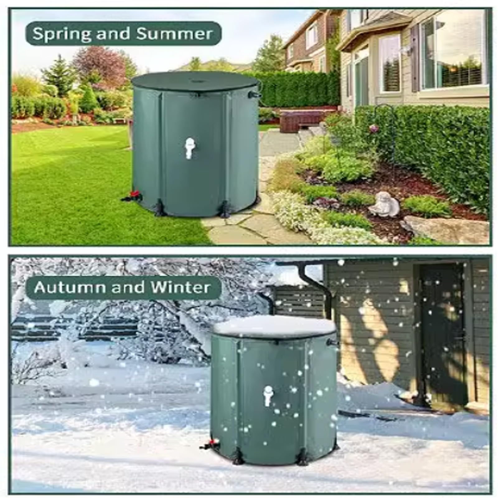 Colector de Agua de Lluvia 1350L Bolsa de recolección de Agua de Lluvia para Exteriores con Cremallera Ideal para riego de Jardines Tanque portátil y de Agua de Lluvia