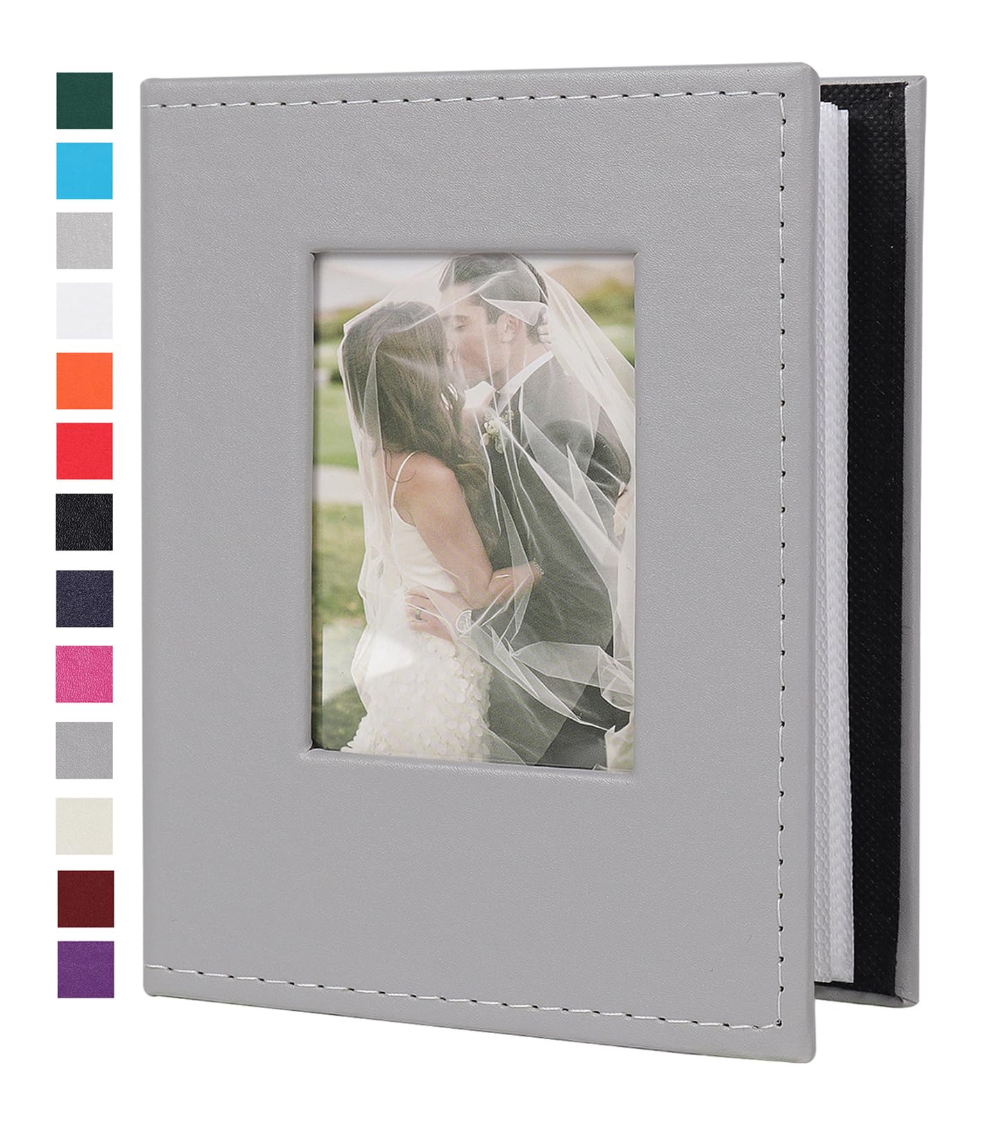 RECUTMS Photo Album 4x6 52 Photos, Leather Cover Small Capacity Wedding Family for Graduation Anniversary Family Wedding Baby Holds 52 Vertical 4x6 Pictures(Grey)