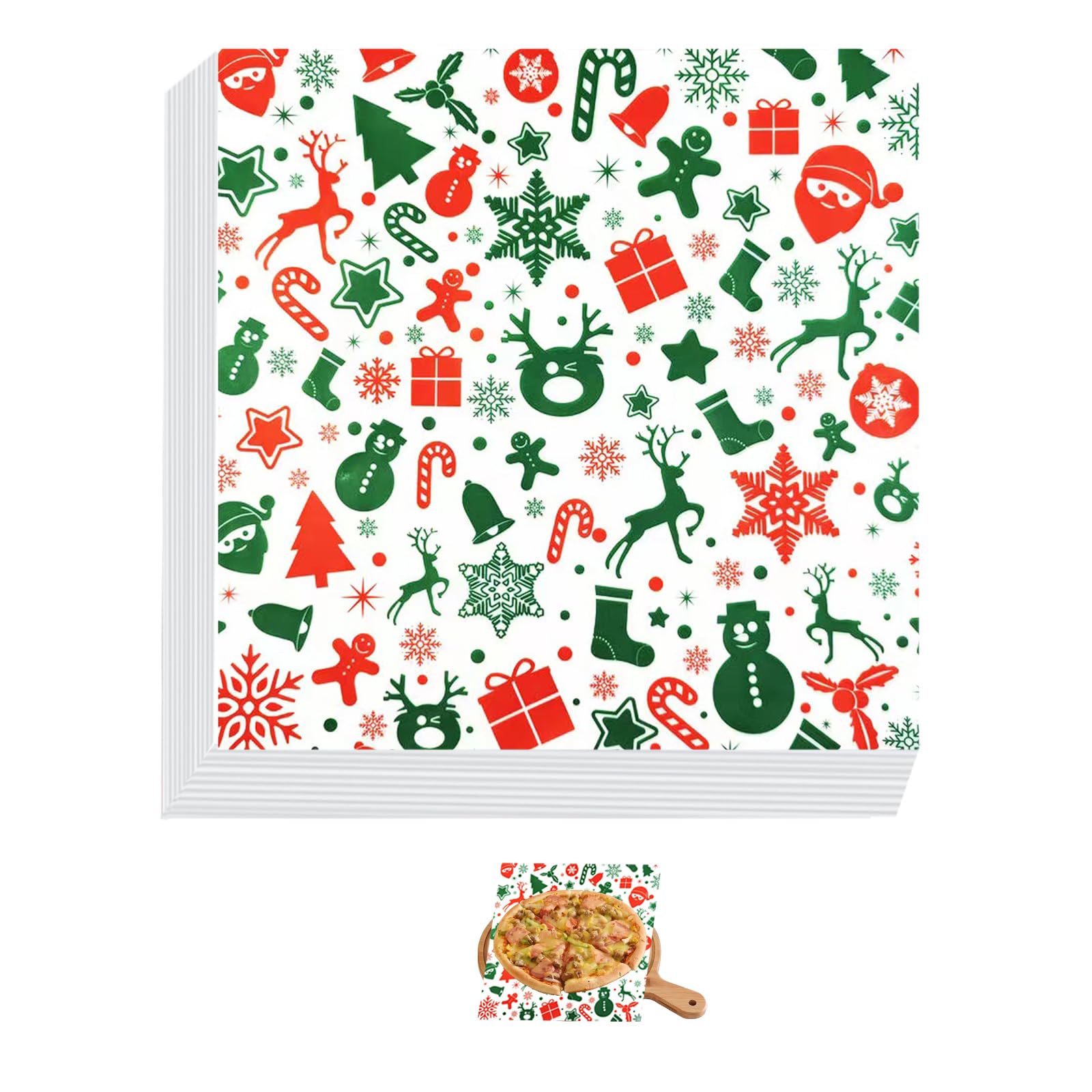 SUCCEFORT 120 Pieces Wax Paper Sheets 12x12 Inch, Christmas Winter Decorative Sandwich Food Basket Deli Paper Checkered Liners for Wrapping Bread and