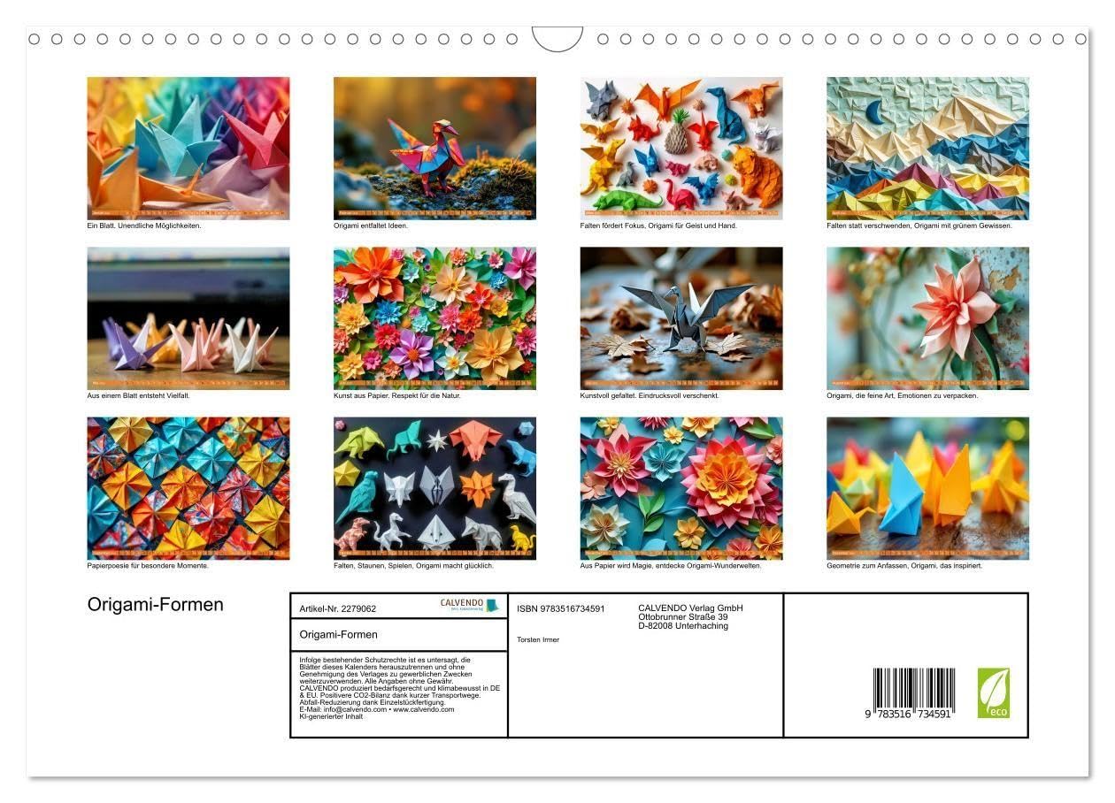 Origami-Formen (Wandkalender 2026 DIN A3 quer), CALVENDO Monatskalender: Origami verbindet Ästhetik und Struktur, mathematisch präzise Faltungen erzeugen komplexe Formen mit minimalistischer Eleganz.