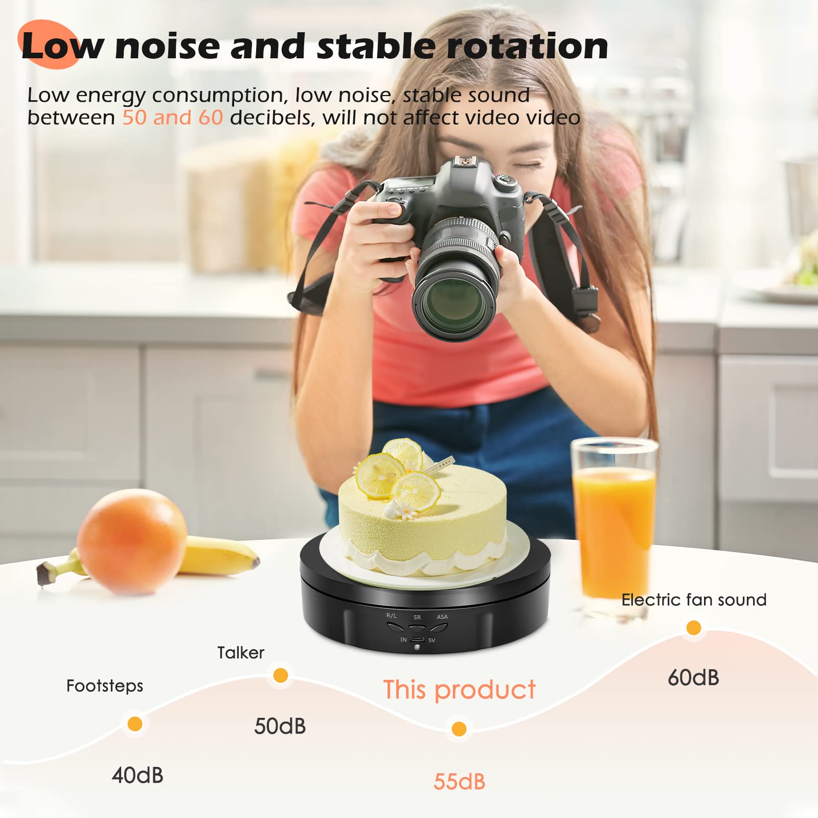 Plateau Tournant Rechargeable 21 Cm / 25 Kg - Télécommande, Rotation 360°, Pour Présentation Produits, Vidéos