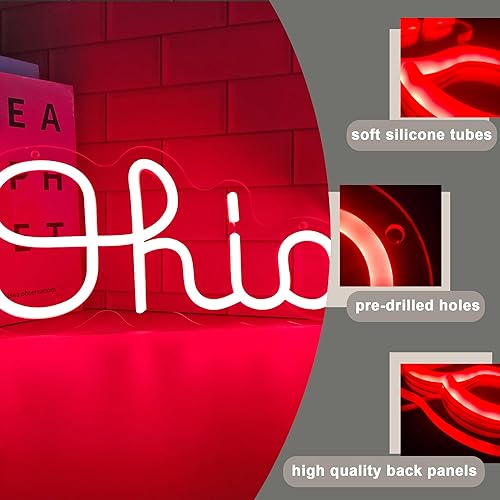 Miniatura 3 de Letreros de neón del estado de Ohio para decoración de pared, letreros LED regulables de Ohio para decoración de bar, dormitorio, decoración de
