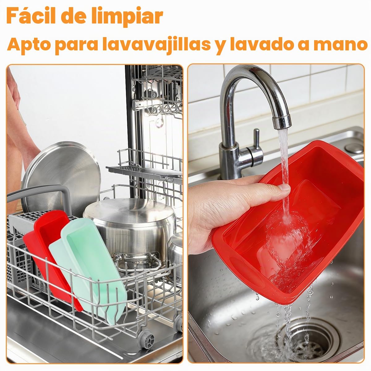 4 Piezas Rectangular Molde Silicona Horno para Hacer Pan Pasteles Tostadas | 19,2 x 9,5 x 5,5 cm Moldes de Silicona para Hornear Pan, Reutilizable Molde Bizcocho Antiadherente con Raspador de Masa