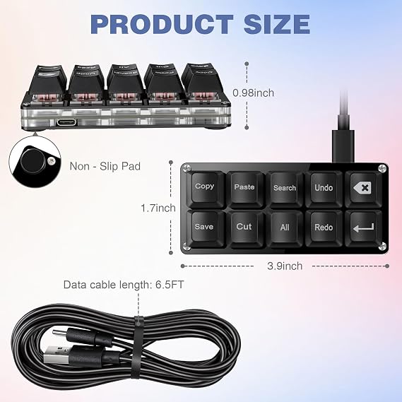 Mini 10-Key Copy Paste Programmable Keyboard Hotswappable Mechanical Switch